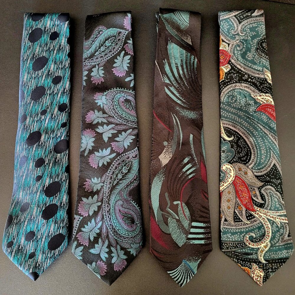 LOT OF 7~MENS TIES~PACO RABANNE PARIS~JONES NEW YORK~DAMON~BLACK BLUE PURPLE - Picture 11 of 15